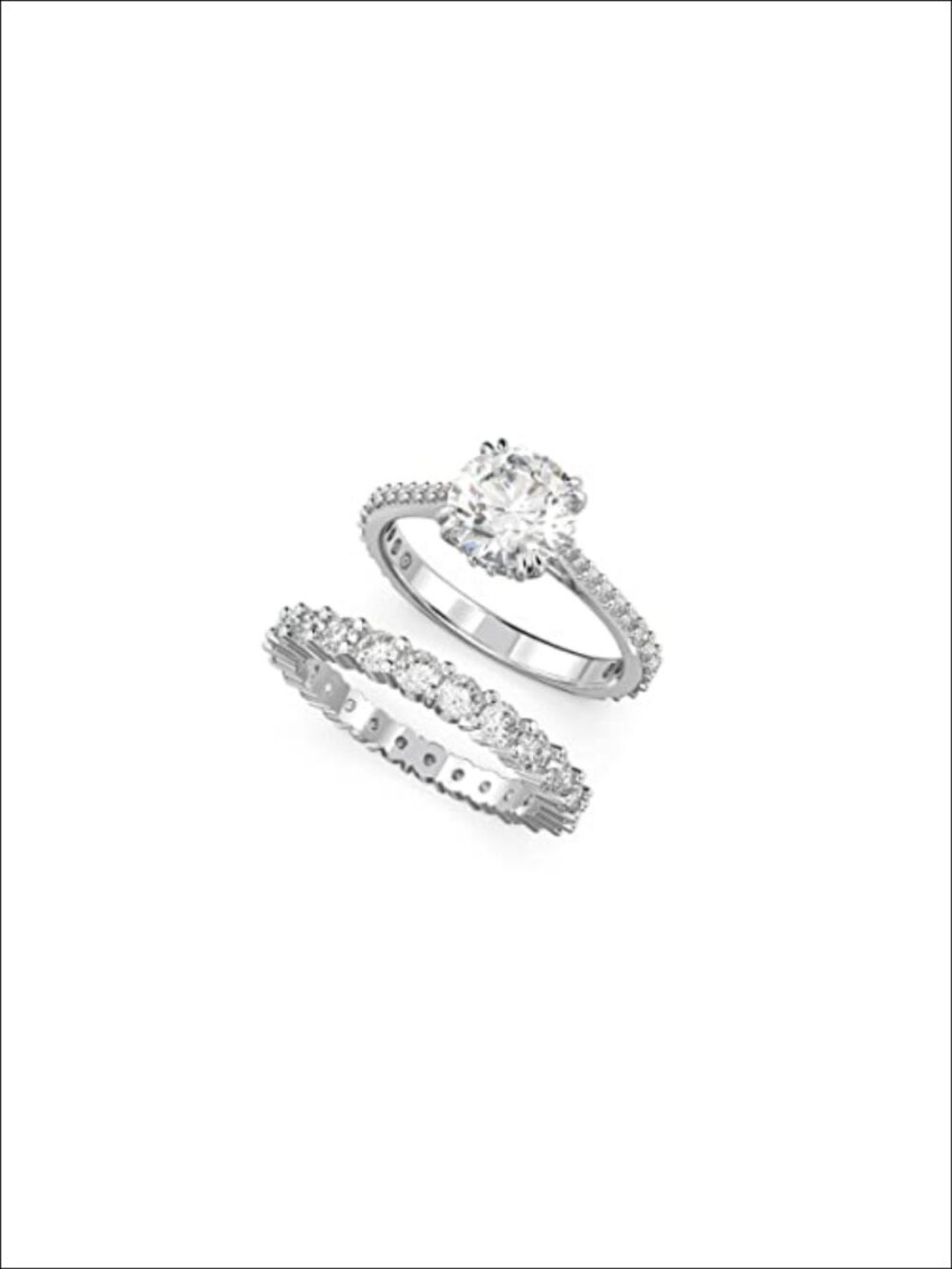 Swarovski Constella Crystal Ring Set Rhodium Plated Band US 6